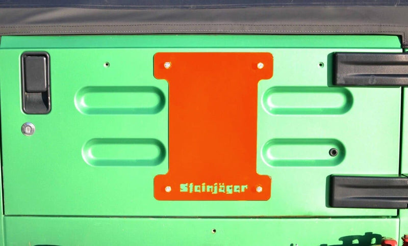 Steinjager, Jeep, Wrangler TJ, Spare Tire Carrier Delete Plate, 1997-2006, Fluorescent Orange, MADE IN USA, J0043676 - Signatureautoparts Steinjager