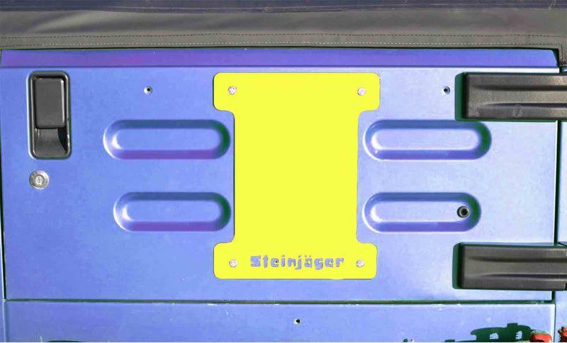 Steinjager, Jeep, Wrangler TJ, Spare Tire Carrier Delete Plate, 1997-2006, Neon Yellow, MADE IN USA, J0046385 - Signatureautoparts Steinjager