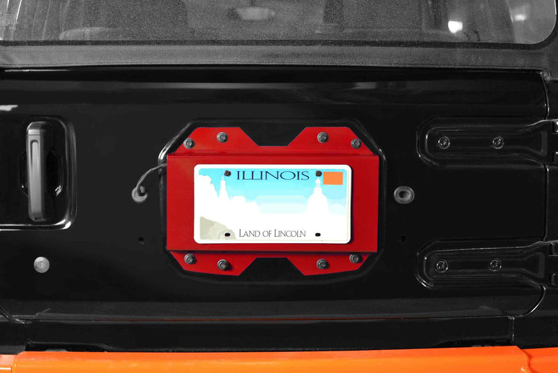 Steinjager, Jeep, Wrangler JL, Rear License Plate Relocator , 2018 to Present, Red Baron, MADE IN USA, J0048640 - Signatureautoparts Steinjager