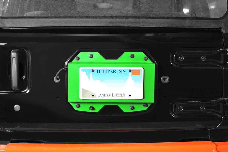 Steinjager, Jeep, Wrangler JL, Rear License Plate Relocator , 2018 to Present, Neon Green, MADE IN USA, J0048644 - Signatureautoparts Steinjager