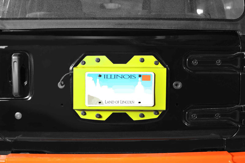 Steinjager, Jeep, Wrangler JL, Rear License Plate Relocator , 2018 to Present, Neon Yellow, MADE IN USA, J0048652 - Signatureautoparts Steinjager